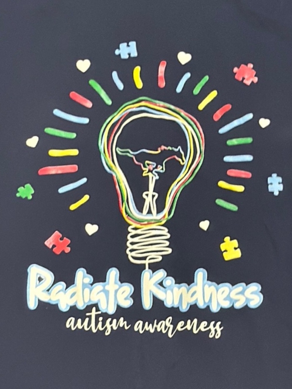 Radiate Kindness Autism Awareness woman's tee shirt sz M